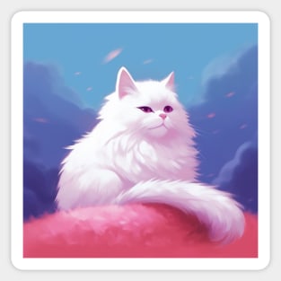 Purely Adorable: The Charm of White Fluffy Cats Sticker